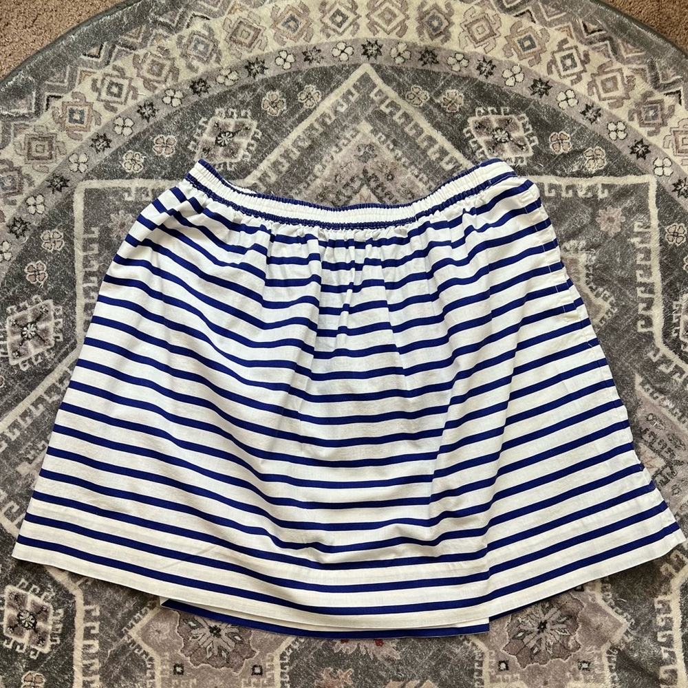 J. Crew Blue and White A-Line Mini Skirt